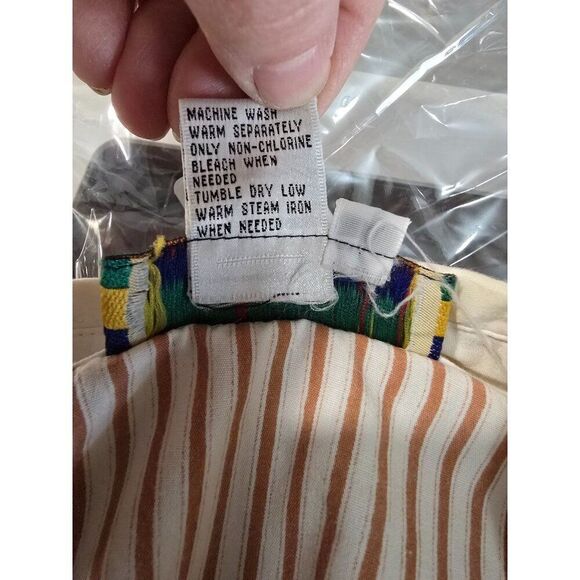 Vintage Red & White Striped Button-Down Shirt Embroidered Accents granny core - Picture 9 of 11